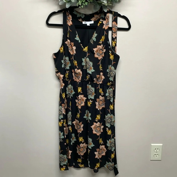NWOT DR2 by Daniel Rainn Black Floral Sleeveless V-Neck Dress S - Picture 1 of 16